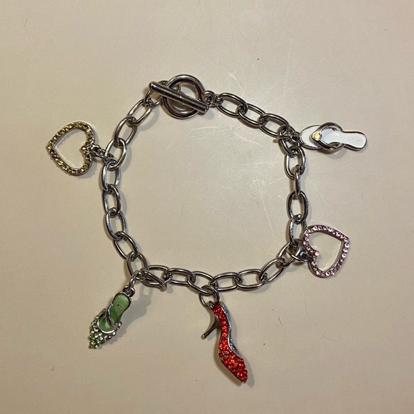 Silver Shoe Charm Bracelet Size 7.5 - Picture 7 of 12